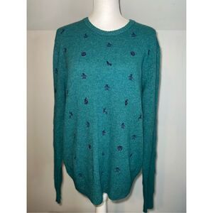Penguin Sweater Mens Teal LambsWool Pullover LARGE